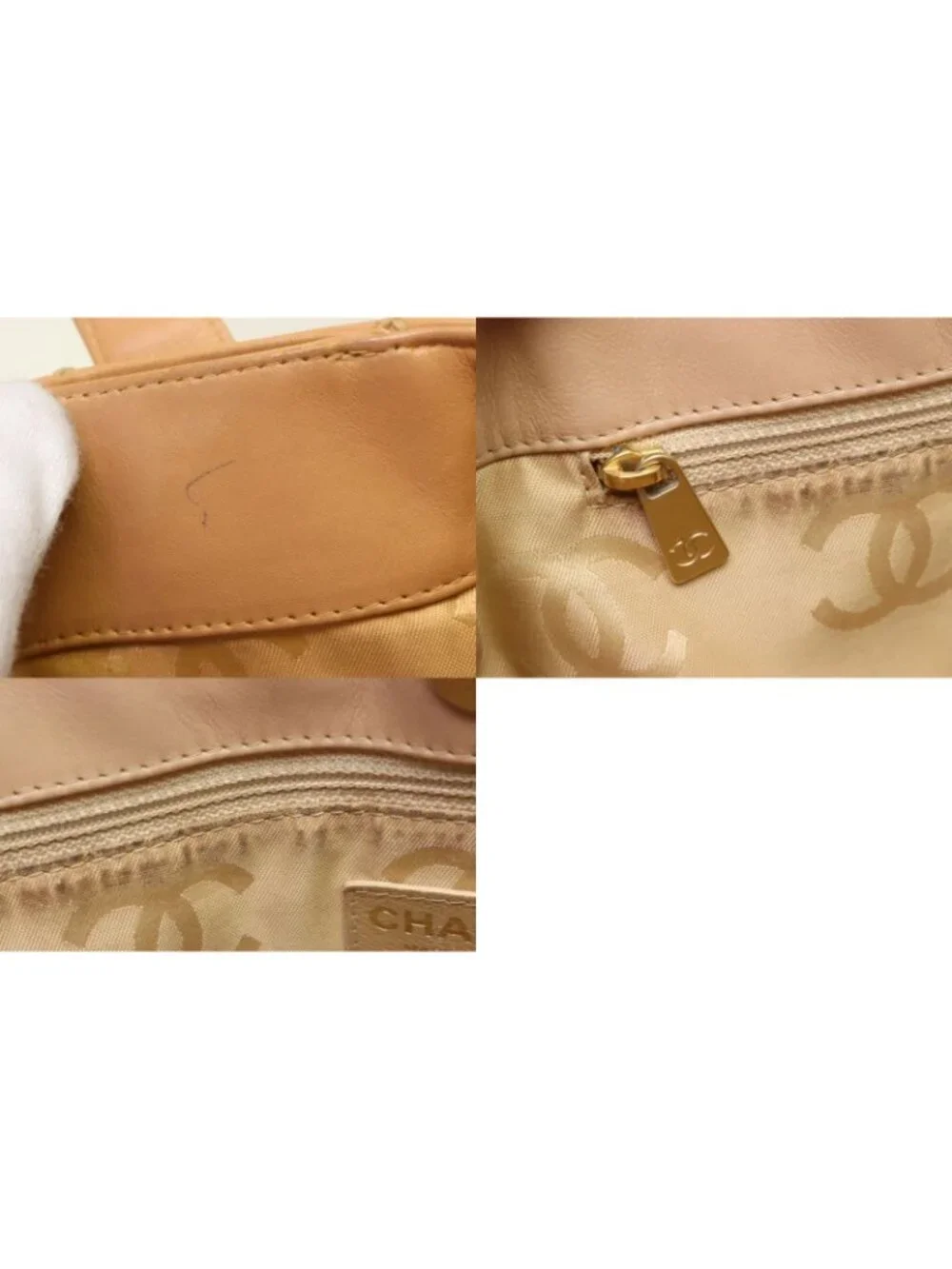 Chanel Wild Stitch Calfskin Beige Hand Tote Bag
